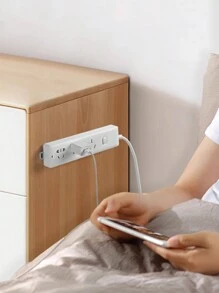 1個插頭條收納架,無痕貼式,無需打孔,組織收納神器,插頭板壁掛固定收納架 - 白色 - 查看 5