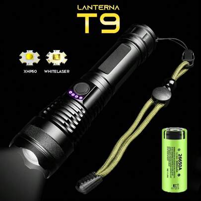 Lanterna LED T9 990000W Recarregável USB Alumínio Mais Forte Do Mundo