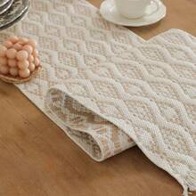 1 件編織波浪菱形桌旗,餐廳隔熱餐墊 - 白色 - 查看 1