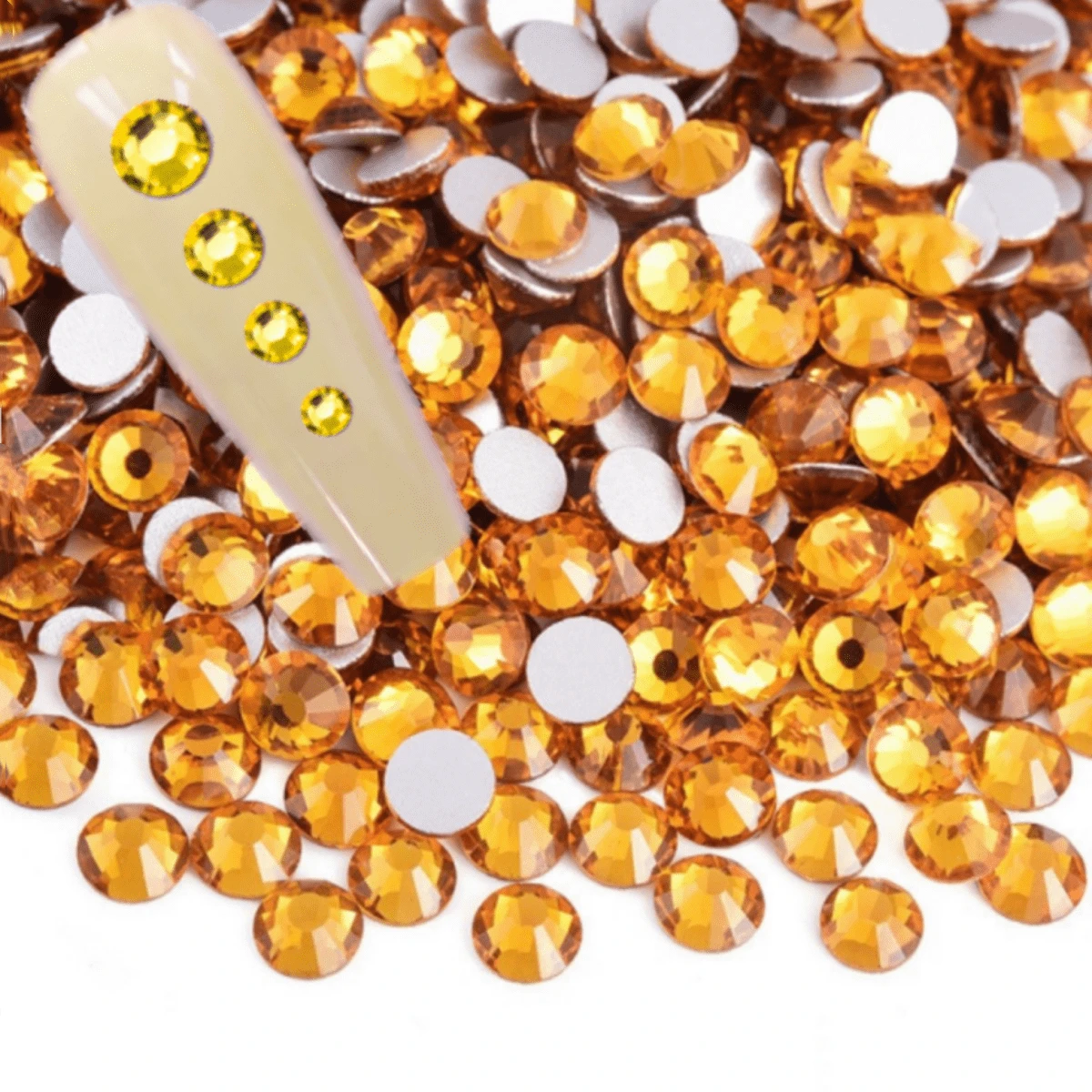 約 100 顆紫色和粉紅色平底鑽石、樹脂和玻璃水晶多色圓形膠水鑽石,袋裝 Diy 首飾配件套裝 - 金色 - 查看 1