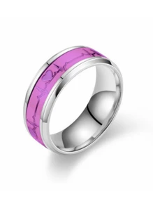 1pc Fashionable And Personalized Ring, Heart-Shaped Glow-In-The-Dark Heartbeat Ring, Couple Ring, Popular Glowing Hand Jewelry Ring For Party And Nightclub, Cool Accessory For Gathering, Business And Casual Style Index Finger Ring, Romantic Titanium Steel Ring For Campus, Festival Birthday Gift Valentines,Mom,Mother,Mother's Day,Gift - Luminous Ring - View 11