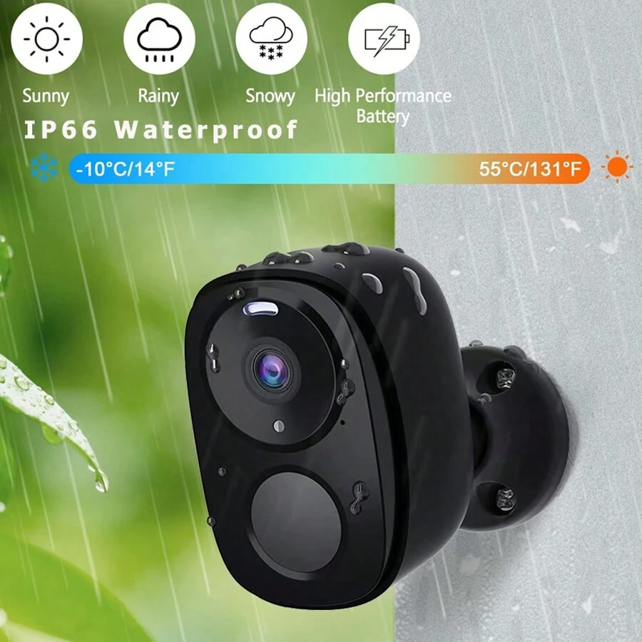 1 pieza Cámaras de seguridad inalámbricas para exteriores de 2K - Negro - Ver 1