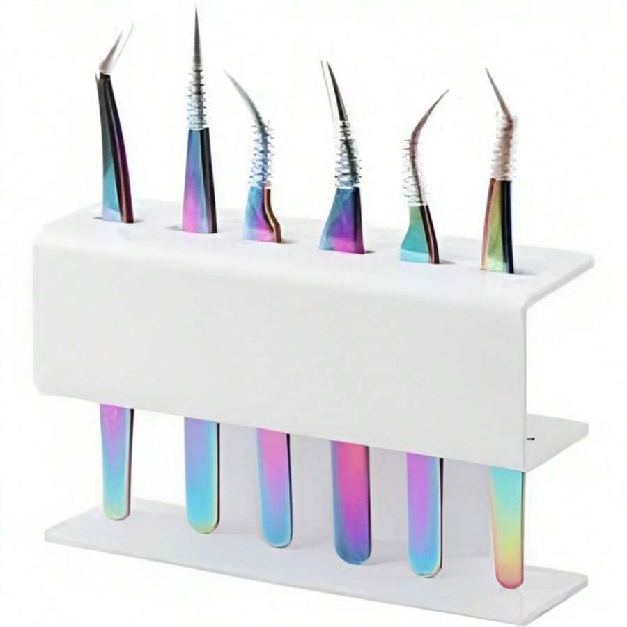 Porta Pinzas Soporte Pinza Extensiones Pestañas Almacenamiento - Blanco - Ver 1