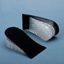 1 Paire De Semelles Intérieures Et Talonnettes En Gel De Silicone Pour Augmenter La Hauteur Des Chaussures, Noir