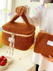 滿足您大容量收納需求的收納袋,暖色調設計,具有保溫內層 - 棕色 - 查看 5