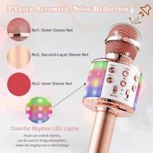 Everjoys Bộ 2 Micro Karaoke Bluetooth Không Dây Có Đèn Led Di Động Cầm Tay Hát Karaoke Loa Máy Đồ Chơi Quà Tặng Kèm Hướng Dẫn Sử Dụng Đa Ngôn Ngữ - Rượu sâm panh + xanh - Xem 5