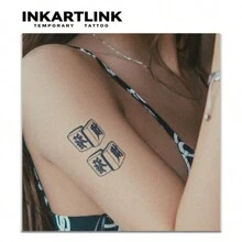 INKARTLINK 5*8cm 6 cái/bộ Nhỏ bé Thiết kế Bách thảo tập Nước ép Hình xăm dán tạm thời , Ảo thuật Hình xăm , 15 Ngày Hoặc Bán vĩnh viễn , Lâu dài 1-2 - màu đen - Xem 6