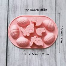 1 件復活節彩蛋兔子模具矽膠糖果模具 - 珊瑚粉 - 查看 2