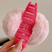 1個絨毛心形髮夾,時尚百搭的秋冬髮飾 - 白色毛絨愛心丸子夾 - 查看 7