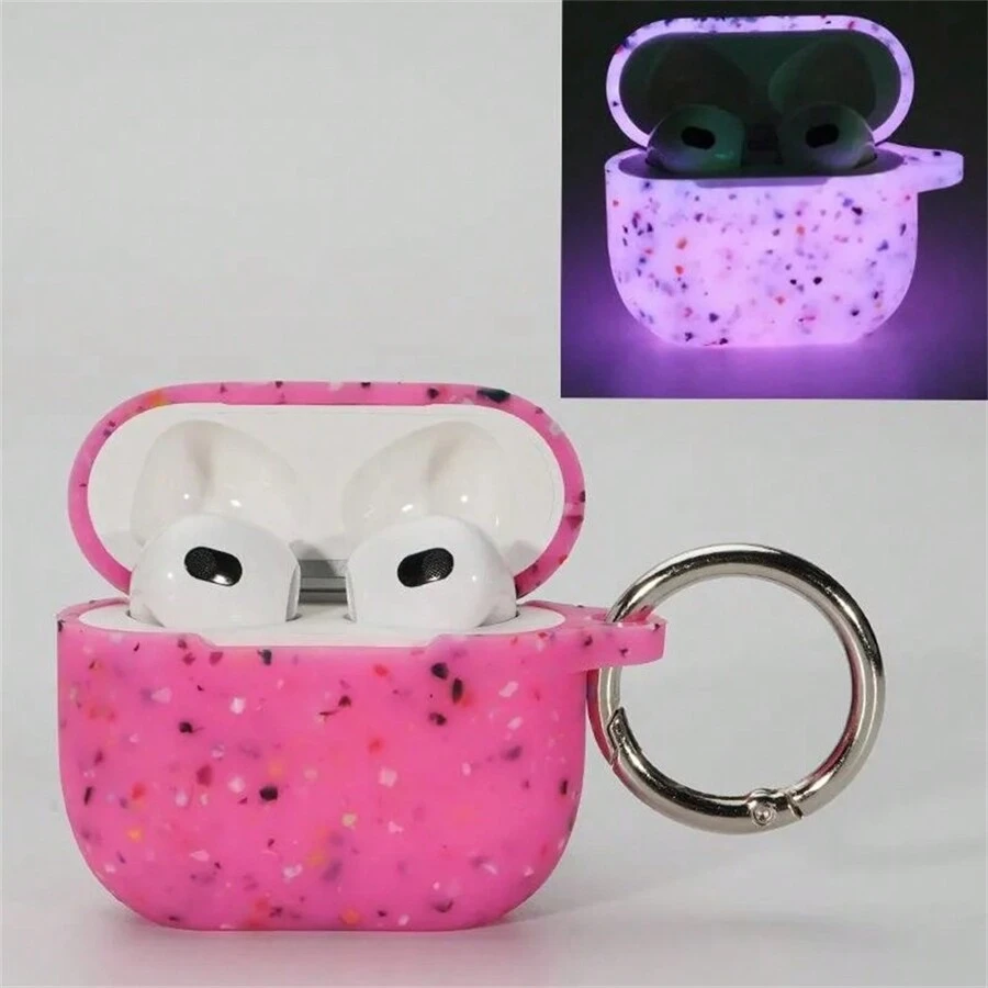 兼容Airpods Pro 2 的矽膠發光耳機保護殼，兼容第二代2022蘋果Air Pod 3 Pro耳機 - 玫紅色 - 查看 1