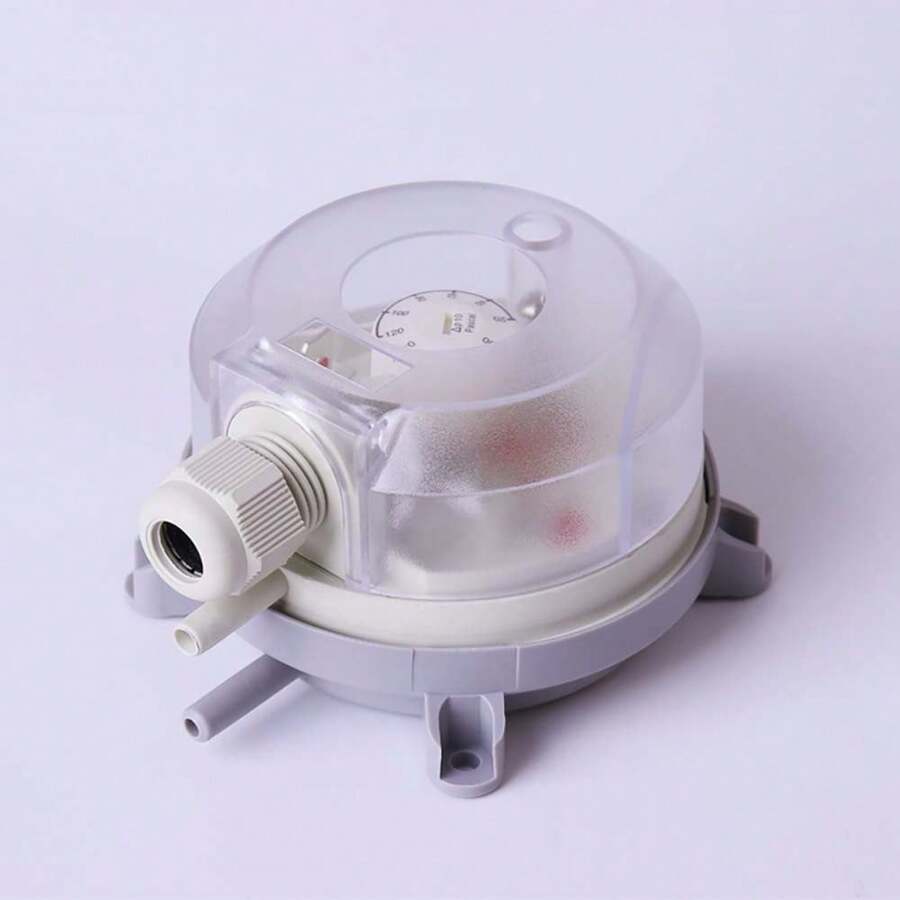 Differential Pressure Switch Air Differential Pressure Gauge Gas Flowmeter Fire Ventilation Sensor Air Pressure Switch - White - View 1
