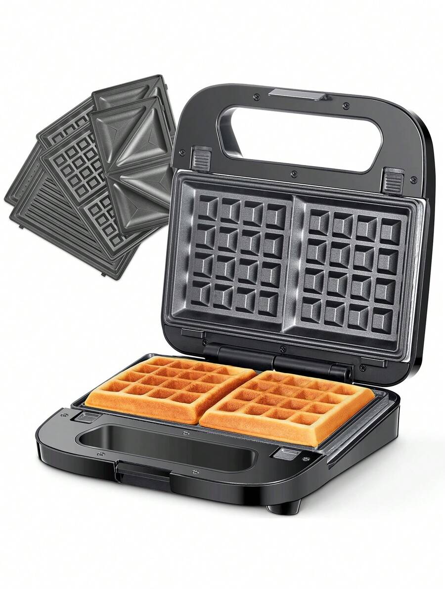 Cikky 3in1 Croque Monsieur Machine, Extra Deep Plates For Sandwich, Waffles, Grills | Removable Plates With Non-Stick Coating And Dishwasher Friendly, 750W