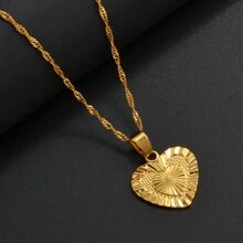 1 件心形吊坠和项链浪漫珠宝镀金适合女士女孩婚礼用品女朋友妻子情人节、妈妈、母亲、母亲节、礼物 - 彩色 - 查看 8