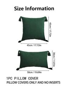 1個帶流蘇款式的靠墊套,不附帶內芯,純色款式,適用於沙發墊子 - 綠色 - 查看 3