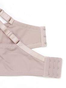 一片式女士超薄杯半透明蕾丝全覆盖聚拢花朵印花内衣 - 卡其色 - 查看 4