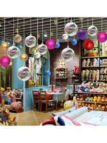 12入組透明聖誕裝飾品,可填充松針和人工莓果的塑料耀眼球 - 白色 - 查看 8