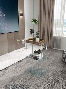 1pc Transparent Acrylic Multi-Layer Desktop Storage Rack - White - View 3