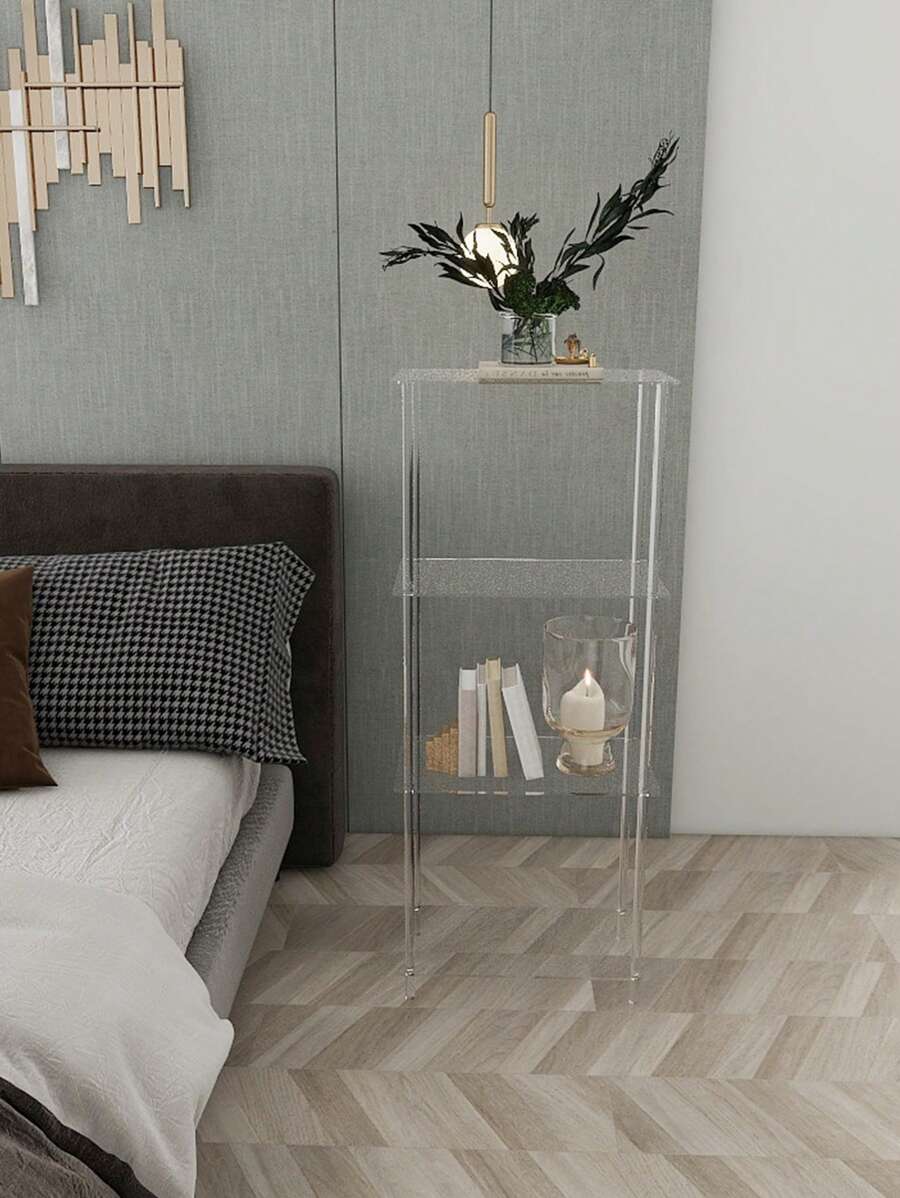 1pc Transparent Acrylic Multi-Layer Desktop Storage Rack - White - View 1