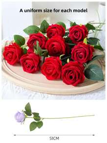 單支人造玫瑰花,情人節裝飾,仿真花 - 彩色 - 查看 2