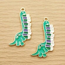 10入組貓蛇恐龍造型珐琅吊墜,鋅合金鍍金材質,適用於珠寶製作 - 彩色 - 查看 13