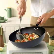 中式錘紋鑄鐵煎鍋 - 黑色 - 查看 3