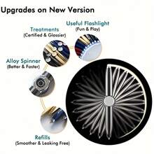 Fidget Gyro Pen With LED Light To Stress Reducer Thinking Ballpoint Pen Gift Pen Anti Stress Anxiety - Black - View 4