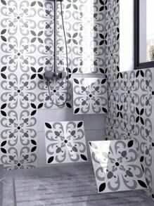 8入組11.81x11.81英寸（0.7㎡）幾何印花防水自粘式3d牆貼,非常適用於濕區域的裝修,例如浴室、廚房、洗手間牆壁裝飾 - 黑與白 - 查看 3