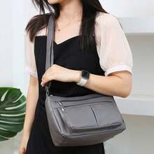 Women Shoulder Bags Handbag PU Leather Messenger Bag Soft Leather Fashionable And Versatile Crossbody Bag - Grey - View 3