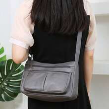 Women Shoulder Bags Handbag PU Leather Messenger Bag Soft Leather Fashionable And Versatile Crossbody Bag - Grey - View 2
