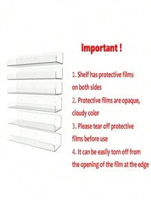 1个亚克力储物架，透明展示架，悬浮式壁挂架，展示柜，书架，多功能储物架，适用于卧室、浴室、客厅等场所。 - 無色 - 查看 11