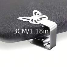 4 件裝銀色蝴蝶不鏽鋼桌布夾,創意桌布夾加厚防滑桌布架 - 銀色 - 查看 4