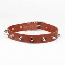 1pc Men's Dark Gothic Pu Leather With Small Rivet Punk Women's Collar, Creative Cool Personalized Punk Rock Style For Male And Female Couples, Cosplay Necklace - Black - View 16