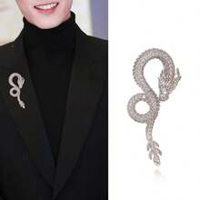 1 件金色合金十二生肖龍形胸針適合外套、服裝、禮物、派對 - 彩色 - 查看 5