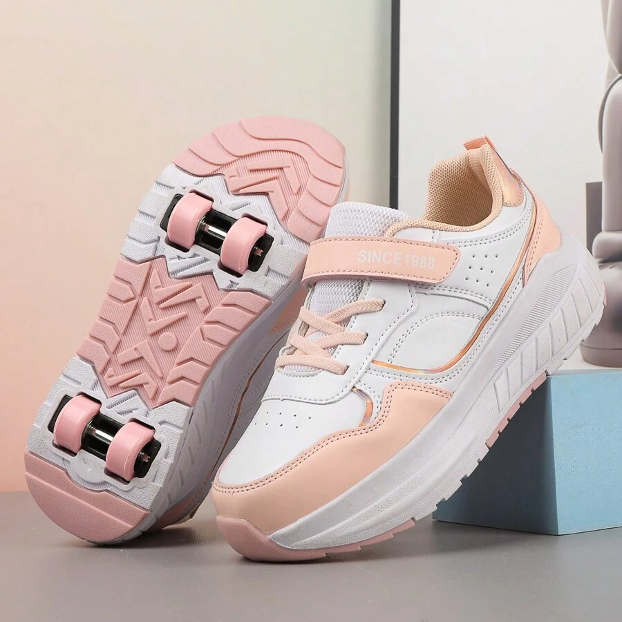 Scarpe da pattinaggio a rotelle unisex, 4 ruote rimovibili, adatte per studenti, scarpe da pattinaggio a rotelle sportive