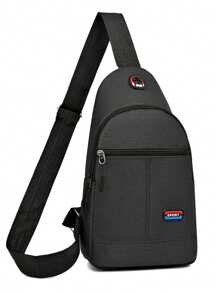 Large Capacity Men's Backpack Fashion Simple About Color Contrast Casual Crossbody Bag Business Shoulder Practical Chest Bag - Black - View 4