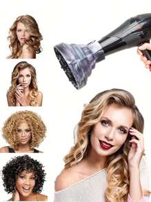 Universal Foldable Hair Dryer Diffuser For Curls And Blow Drying - Hair Curl Diffuser Cover And Hair Styling Tool Accessory - Black - View 2