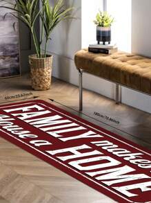 1塊簡約紅白字母印染廚房地墊,防滑防污廚房地毯,適用於走廊臥室門口地墊,家庭入口浴室地墊