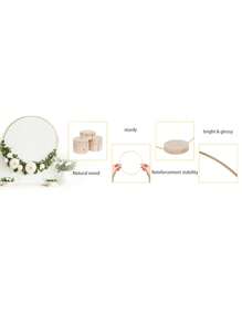 1 Pieza/3 Piezas Centro De Mesa Floral Con Aro Para Decoración De Mesa, Centro De Mesa Dorada Para Bodas Con Base Circular De Madera, Para Decoración De Bodas Diy, Artesanía De Pared Colgante - Dorado - Ver 8