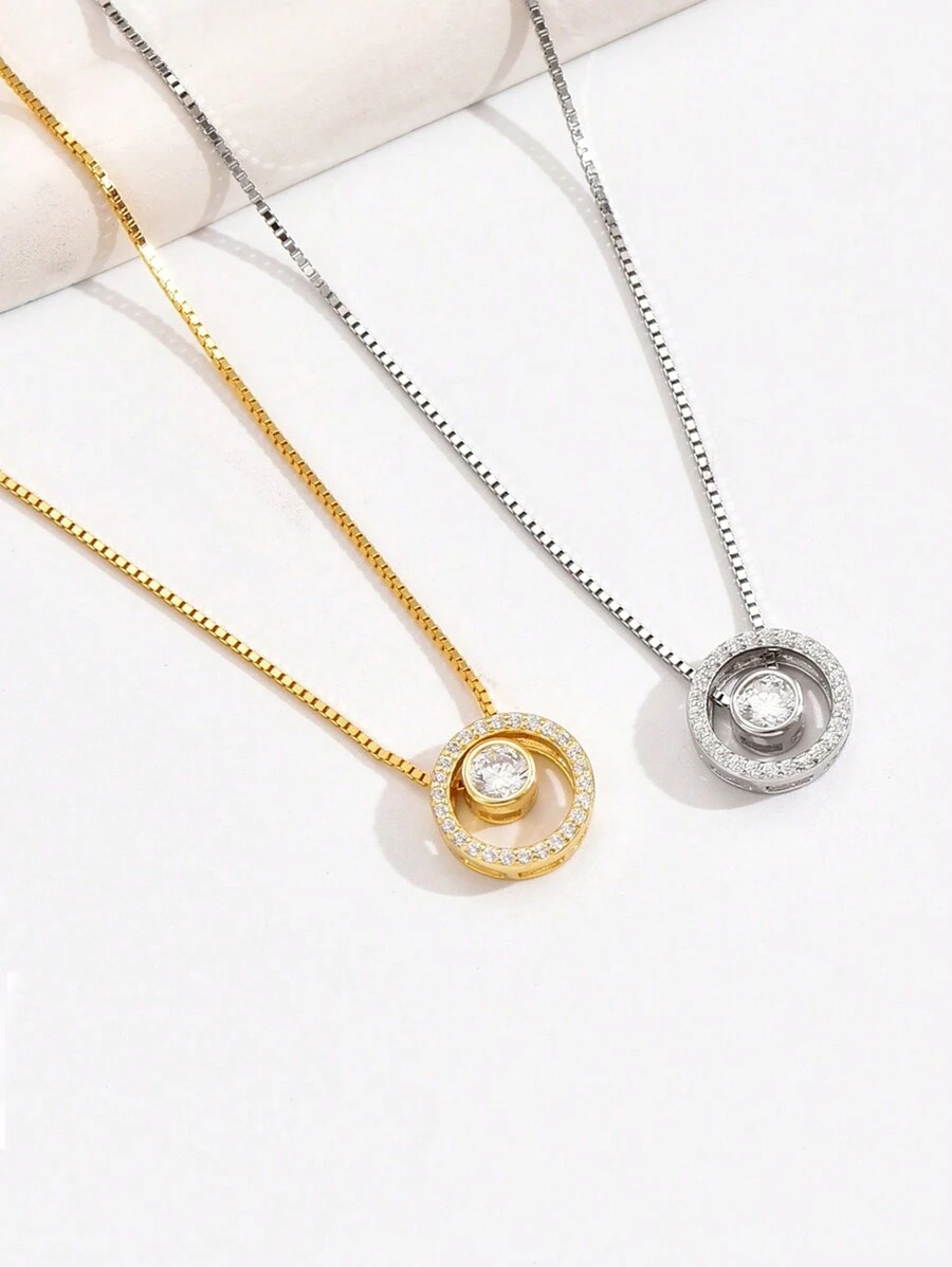 1件个性化时尚925银镶嵌立方氧化锆锁骨链项链，女士日常佩戴及节日装饰礼品