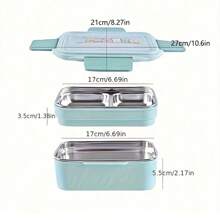 1pc Portable Stainless Steel Lunch Box With Grids, Square Divided Microwave Oven Bento Box, Leakproof Food Container, For Camping Picnic Beach Essential, For Teenagers And Workers At School, Classroom, Canteen, Back School Supplies School Supplies,Christmas Gift