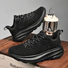 1雙男士運動跑鞋休閒時尚耐磨輕便避震防滑防滑健行潮流 - 黑色 - 查看 2