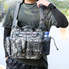 1 件灰色尼龍多功能釣具包戶外運動斜挎路亞釣魚用具,適用於釣魚滾筒、魚鉤和魚餌 - 彩色 - 查看 7