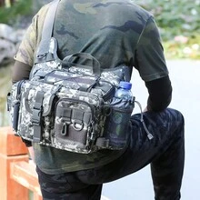 1 件灰色尼龍多功能釣具包戶外運動斜挎路亞釣魚用具,適用於釣魚滾筒、魚鉤和魚餌 - 彩色 - 查看 6