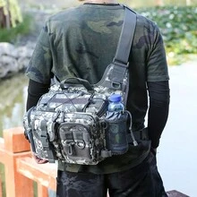 1 件灰色尼龍多功能釣具包戶外運動斜挎路亞釣魚用具,適用於釣魚滾筒、魚鉤和魚餌 - 彩色 - 查看 2