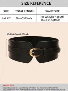 1pc Women's Elastic Wide Waist Belt, Fashionable Accessory For Dress Or Coat, Simple And Versatile Pu Leather Waistband Halloween Summer, School - Black - View 6