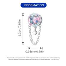 PANPOKI 1入組925純銀太空星空月亮彩色珠子，適用於原裝手鍊項鍊DIY手工珠寶製作，是女孩女性最佳生日禮物 - 銀色 - 查看 5