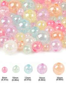 Mixed Color Transparent Acrylic Round Bead Loose Spacer Beads For DIY Jewelry Making Bracelet Keychain Necklace Supplies - Multicolor - View 2