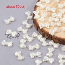 50pcs ABS Faux Pearl Beads Heart Bear Shell Bow Shape Acrylic Spacer Beads Charms For Jewelry Making Diy Necklace Bracelet Valentines - About 50pcs - View 6