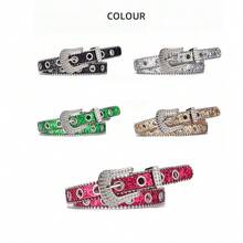 1條鑲嵌閃石的光澤腰帶,適用於女孩和男孩,ins風格的個性化亮片氣眼多用途裝飾腰帶 - 玫紅色 - 查看 3