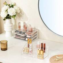Organizador de Maquillaje, Acrilicos Organizadores para Cosméticas Transparente de Gran Capacidad, Soportes para Maquillaje Apilable con Cajones, para Skincare, Cosméticos, Perfumes y Brochas - transparente - Ver 4